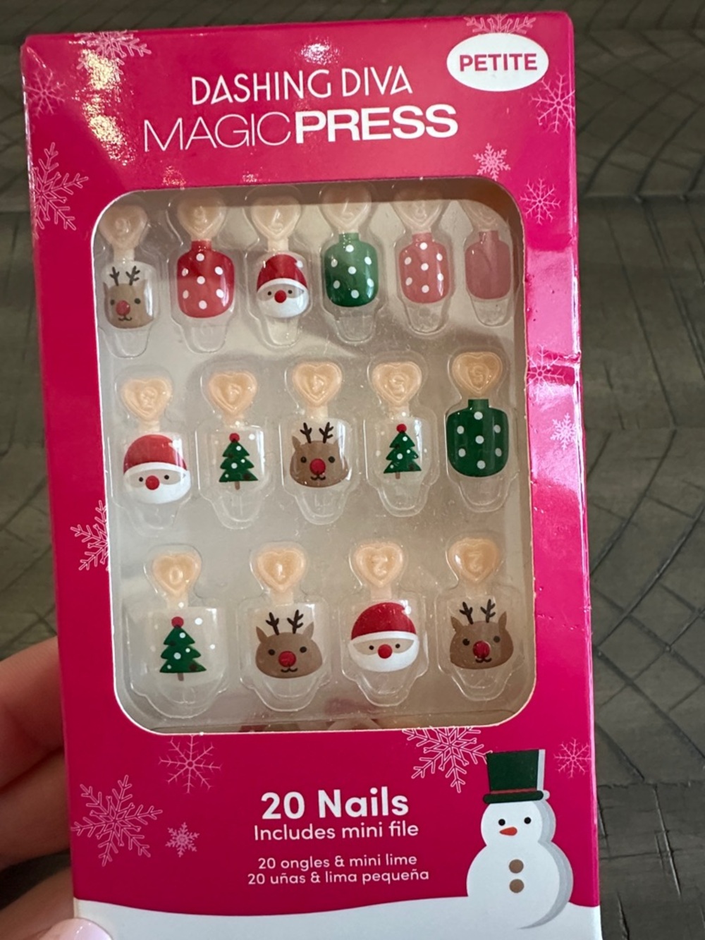Dashing Diva Girls MagicPress Petite Holiday Press-On Nails - Red & Green